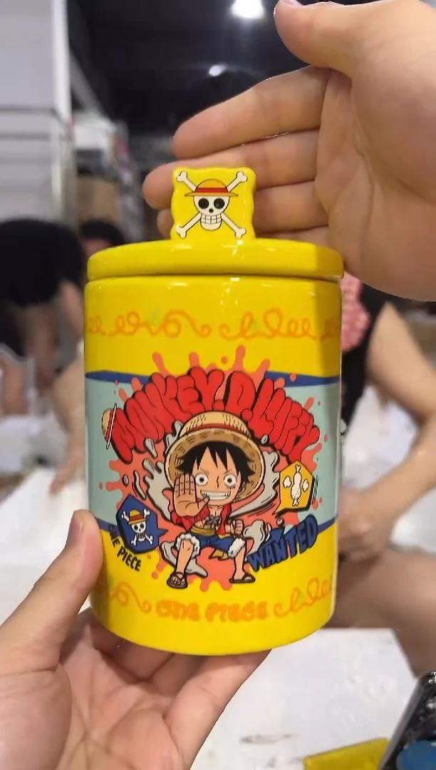 瓷片小号海贼王带盖收纳罐