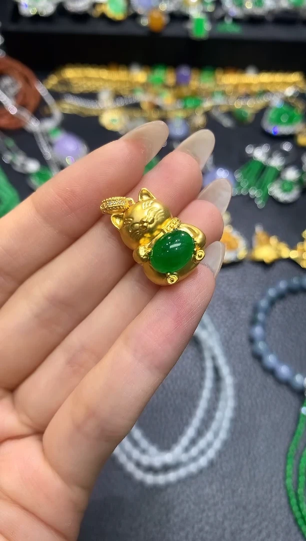 翡翠18K金镶嵌吊坠(不含链)3吊坠不含链买断