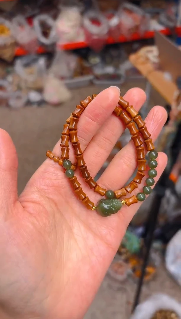 吊坠菩提根/象牙果竹节双圈 貔貅