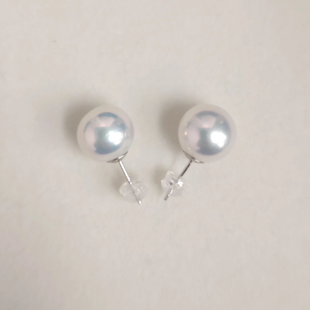 AIKJIANG/爱匠【惊艳】稀有人鱼姬色淡水珍珠耳钉11-12mm S925银