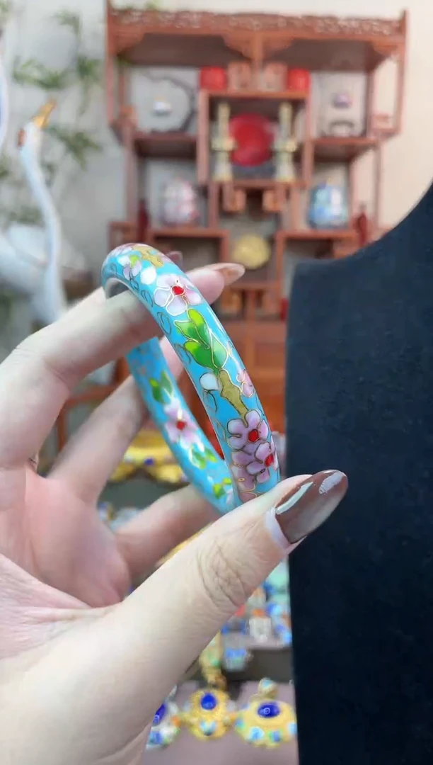 非遗手工景泰蓝镯子天蓝