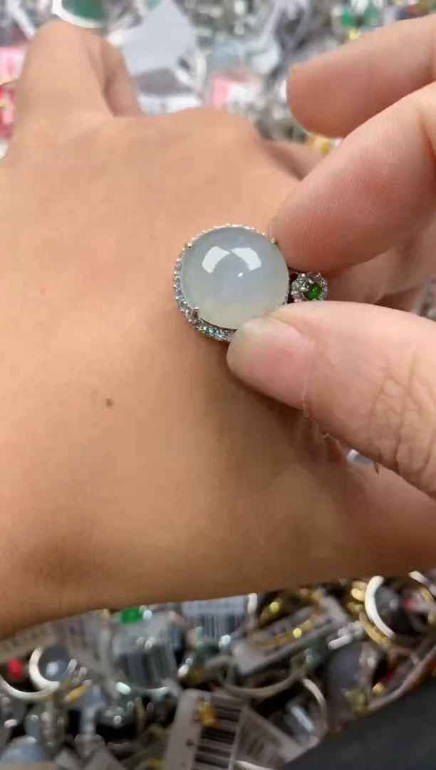 银S925镶嵌戒指翡翠222          8