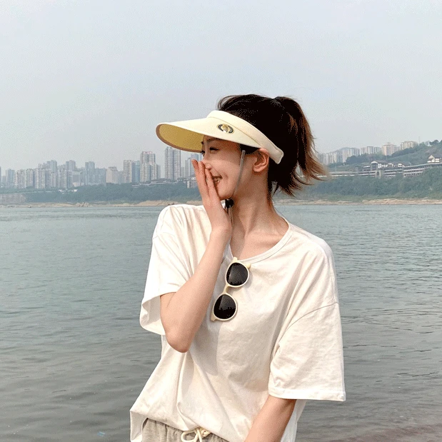 网红同款夏季空顶防晒帽女夏季防紫外线韩版出游遮阳帽潮百搭户外