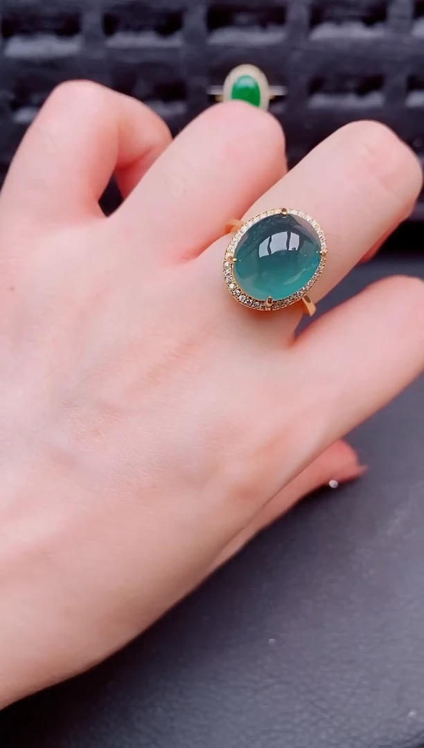 翡翠戒指银S925镶嵌天然a货翡翠154