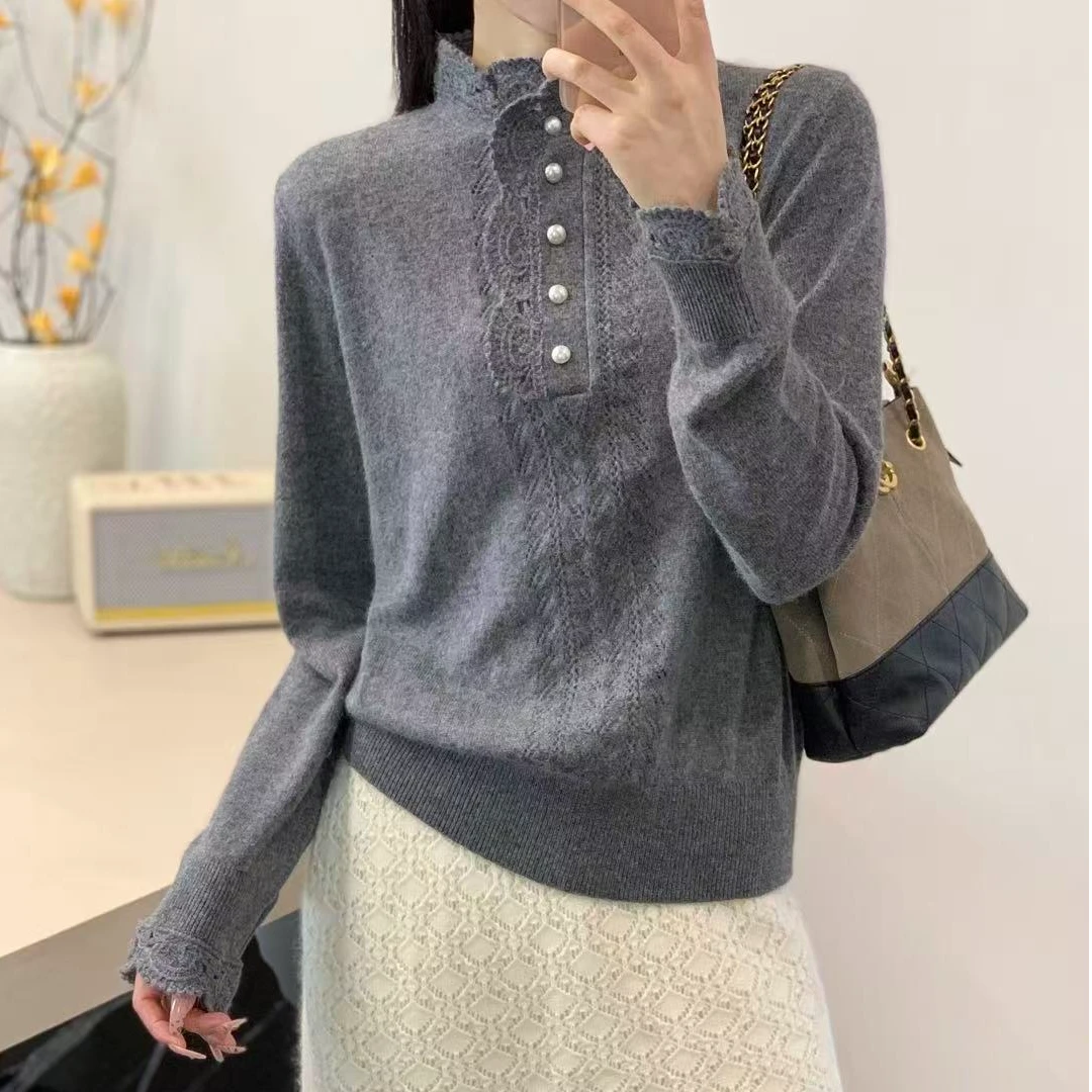 【玫卡】羊毛衫洋气兔绒小众设计可外穿打底针织毛衣女装上衣88925