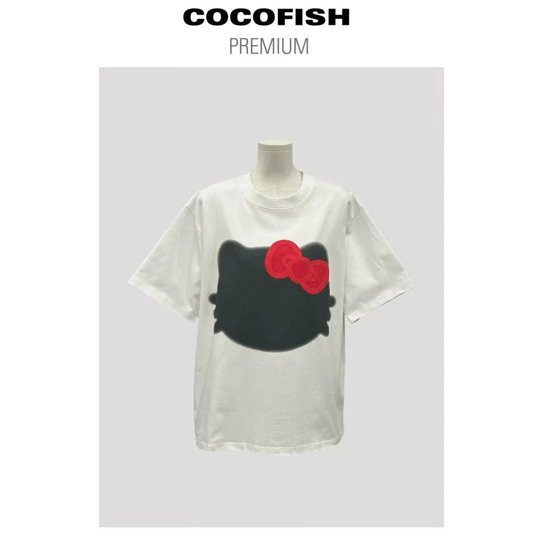 领口磨烂宽松休闲百搭印花短袖T恤#8778