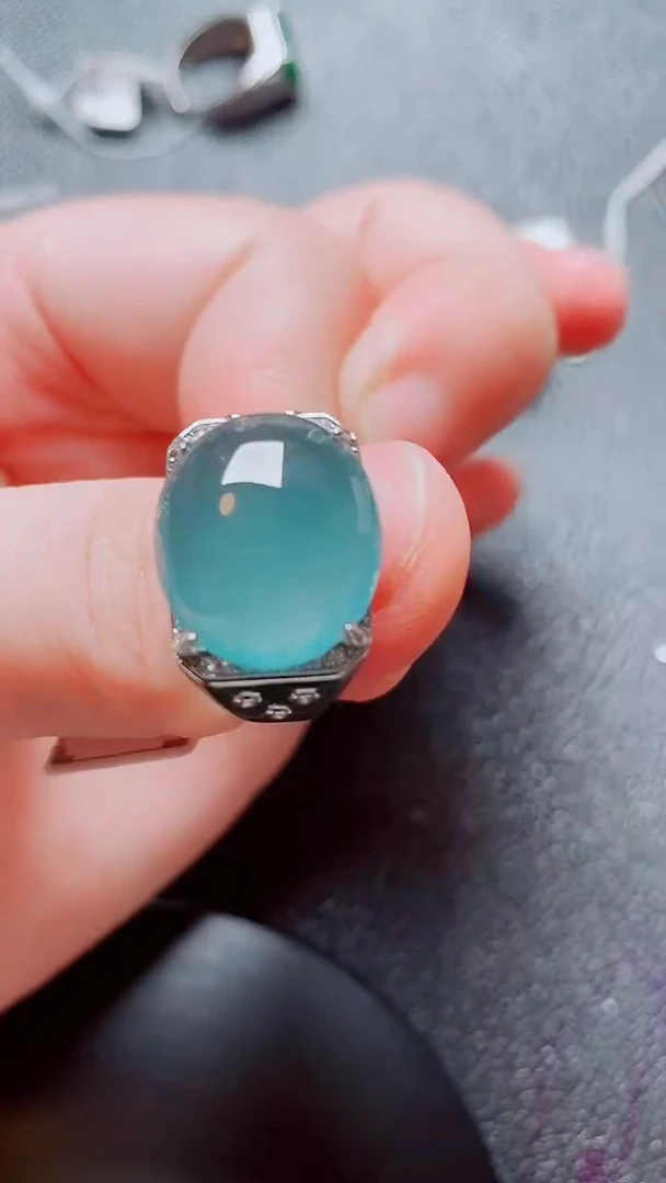 银S925镶嵌戒指翡翠翡翠