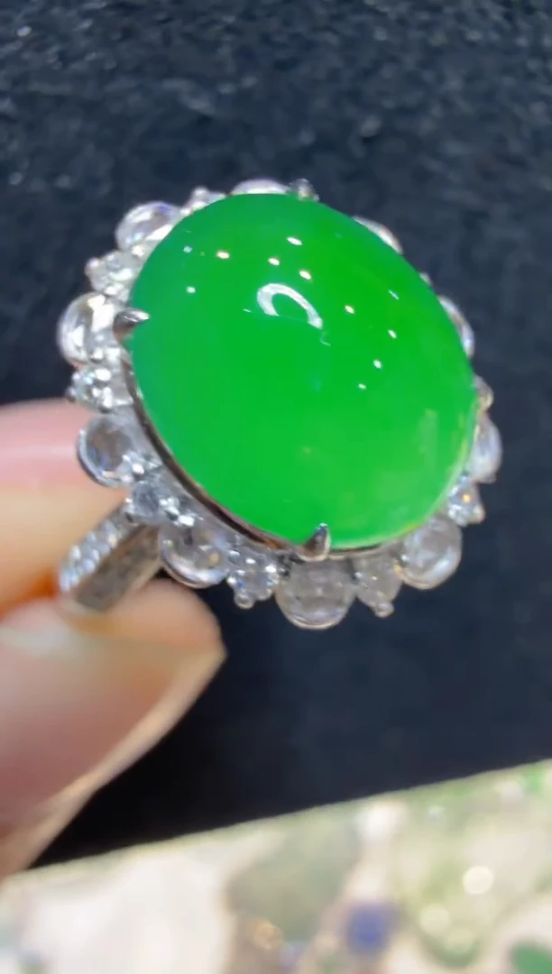 18K金镶嵌戒指翡翠多样性团购发一件