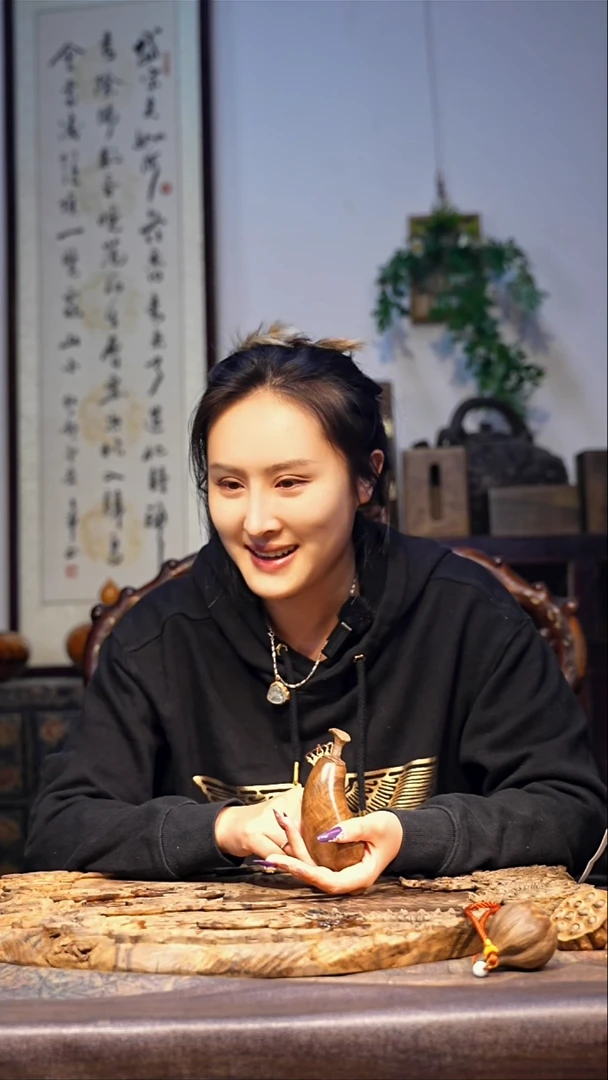 金丝楠三**技【定】小叶桢楠纯手工精雕茄瓜手把件小木作