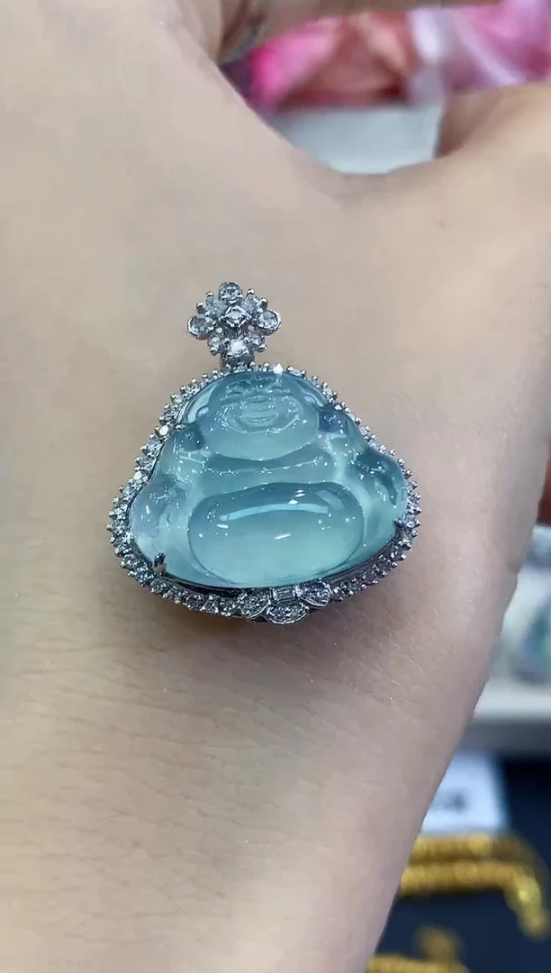 吊坠(不含链)18K金镶嵌翡翠B122