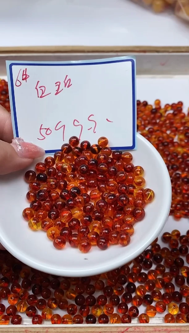 未镶嵌血珀裸石C762 血 珀6mm50个9.9元