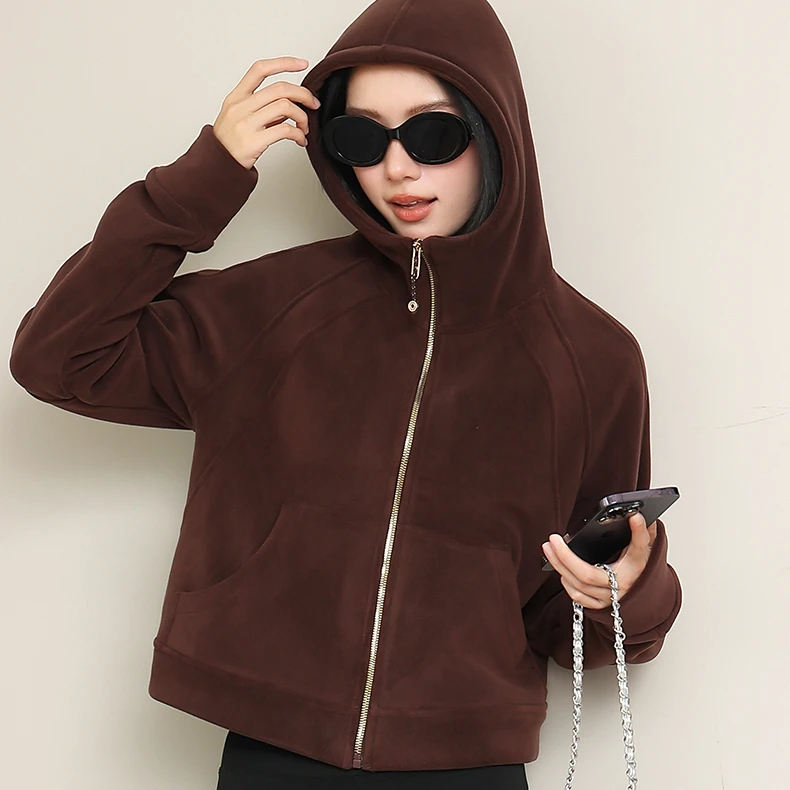 潮流新款卫衣连帽时尚百搭舒适外套加厚拉链小众LULU同款女衣服