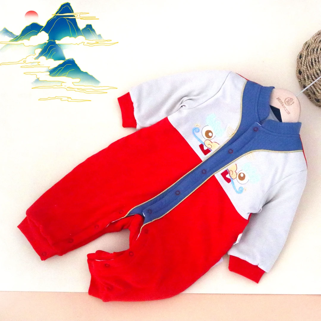 妈妈的手工坊A类连体哈衣150克通用民族风爬服幼儿冬季连体（醒狮）