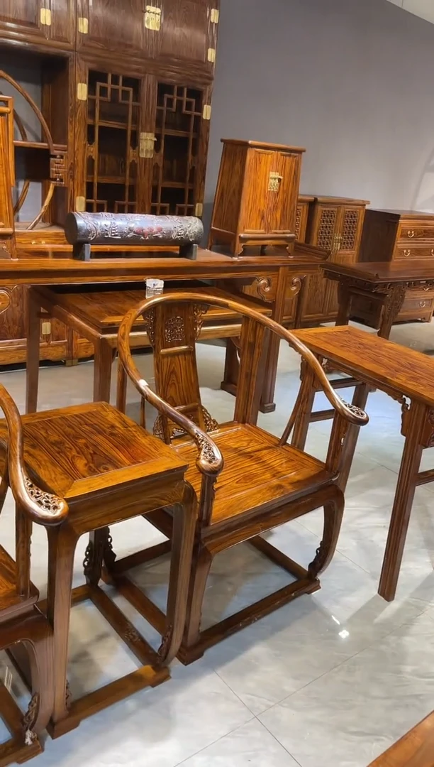 木皇宫椅三件套家具