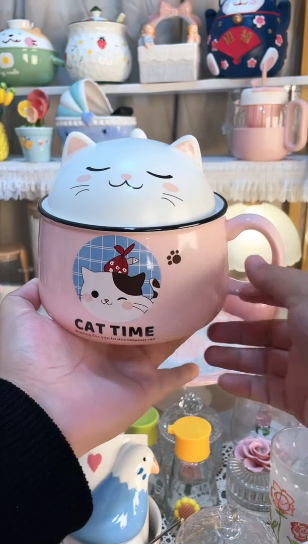 【闪购商品】瓷片猫咪泡面碗 质量好发货快放心拍