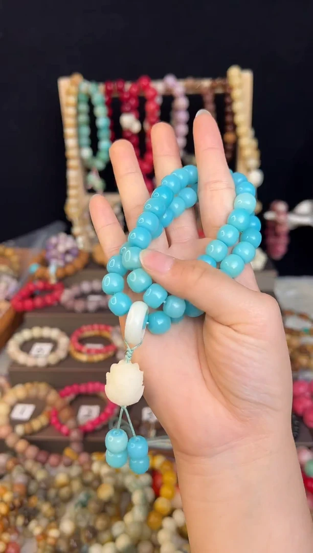 蓝色双圈菩提手串