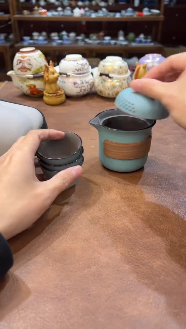真的很便宜超好看会开片的旅行茶具