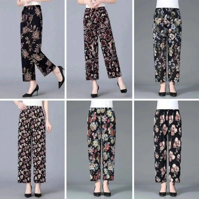 【凌云赵总】夏季女士九分冰丝妈妈裤宽松休闲裤Z