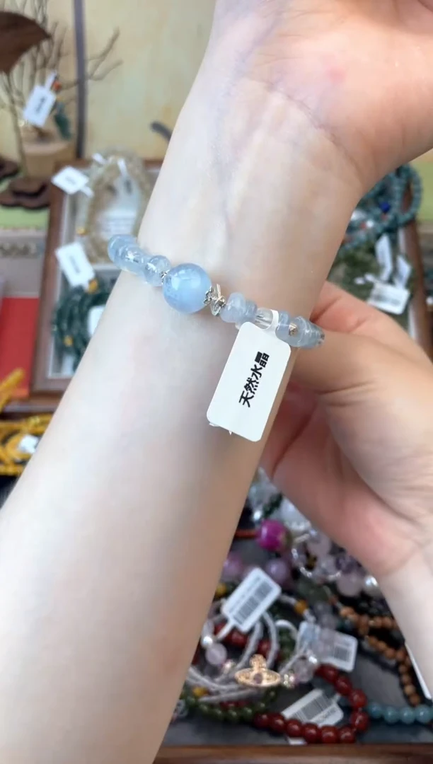 海蓝宝石手链银S925镶嵌600