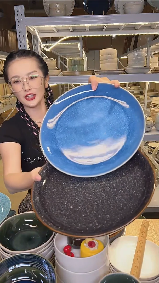 瓷227外贸尾货高温釉下彩陶瓷餐具默认微瑕