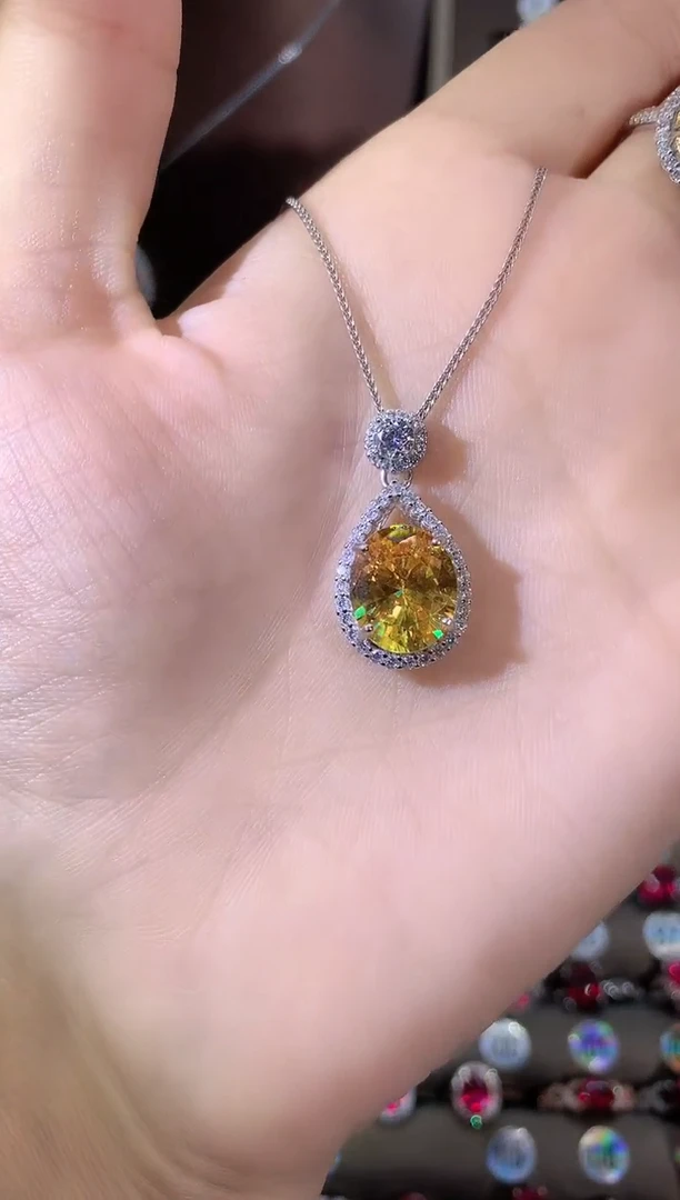 无坠链均925银满火彩金丝雀吊坠