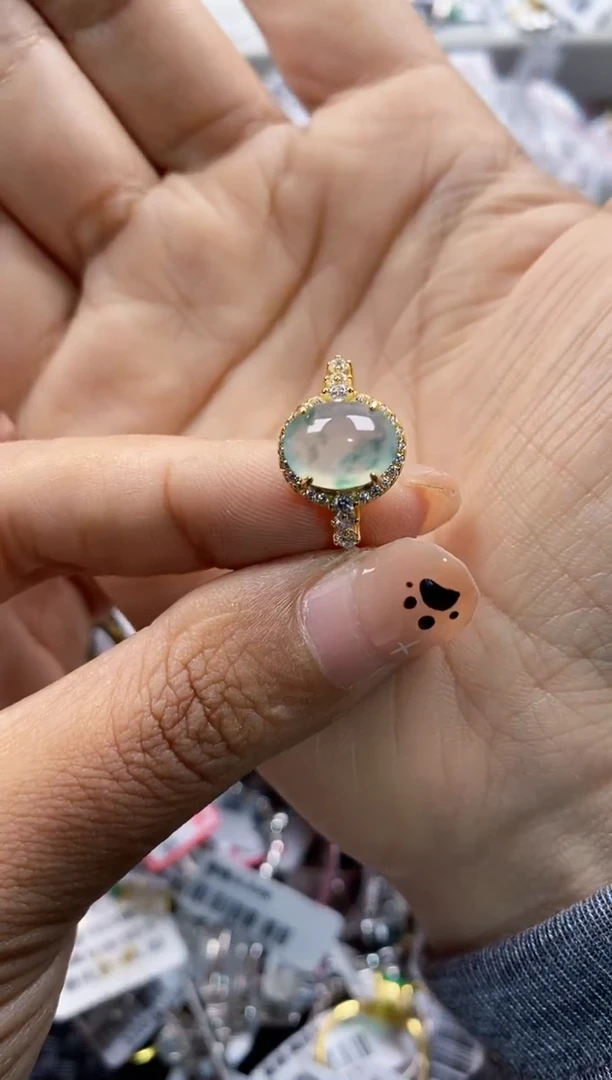 银S925镶嵌戒指翡翠8888  2