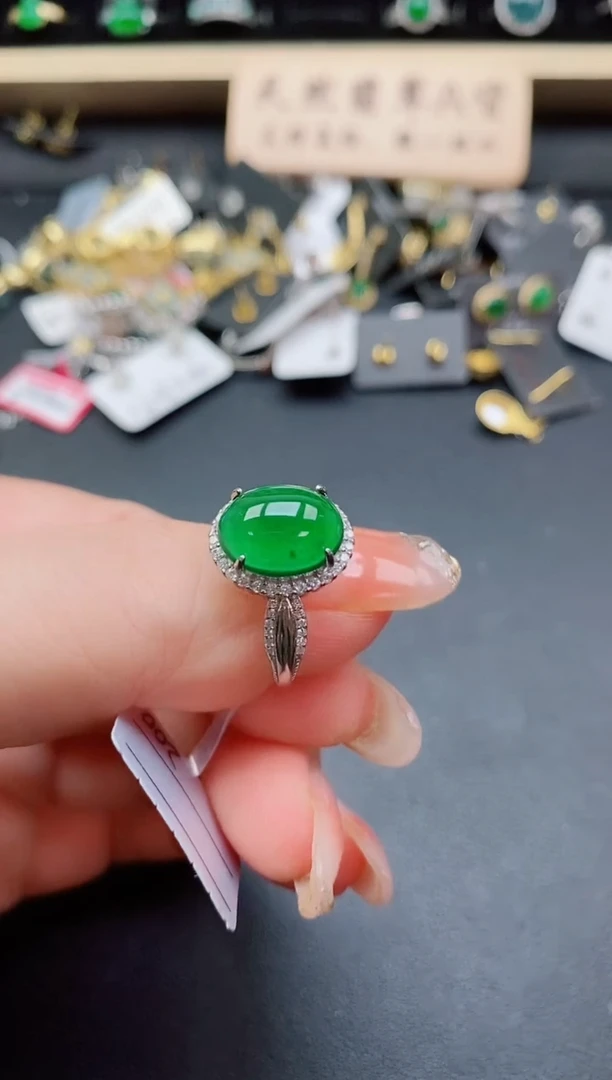 银S925镶嵌戒指翡翠1