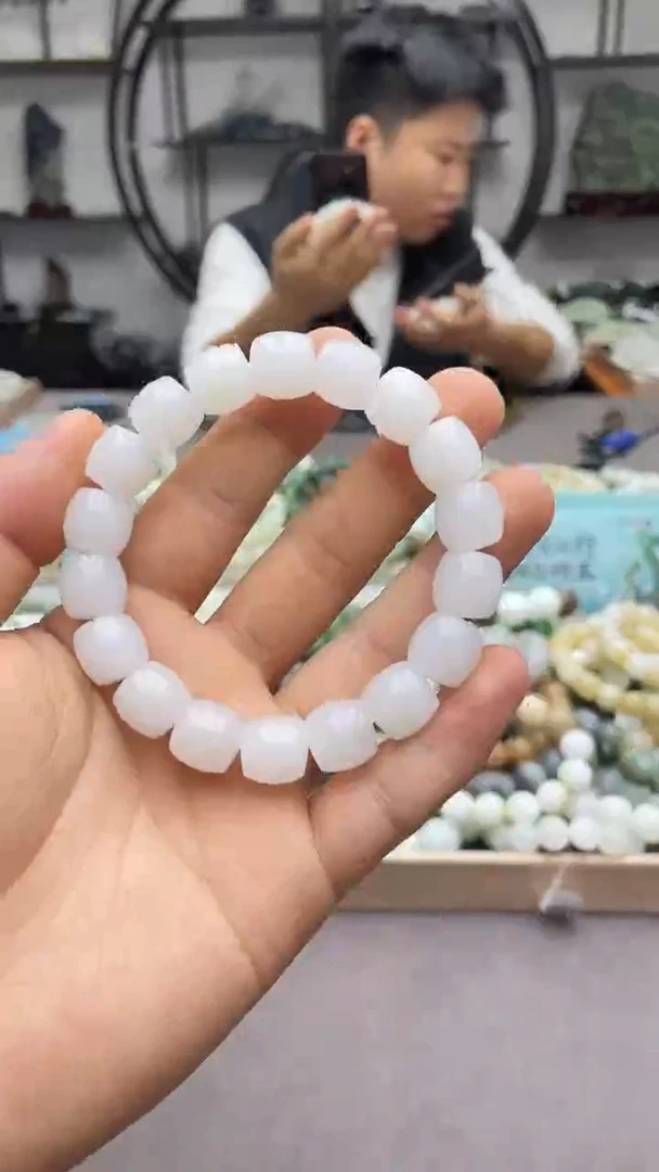 未镶嵌手串和田玉于阗白玉12直切