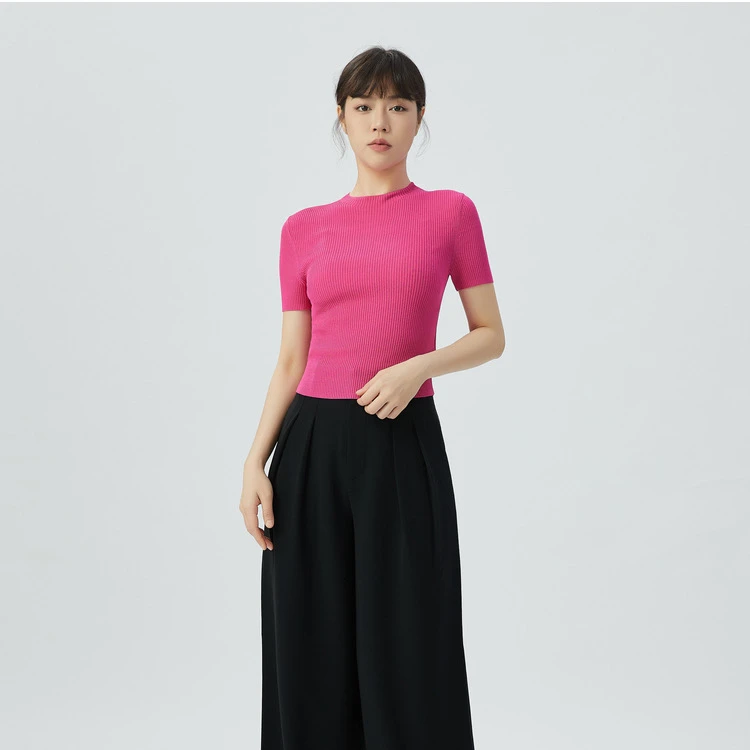 AMASS/阿玛施气质时尚休闲百搭修身纯色立领针织衫5399601-1T003-