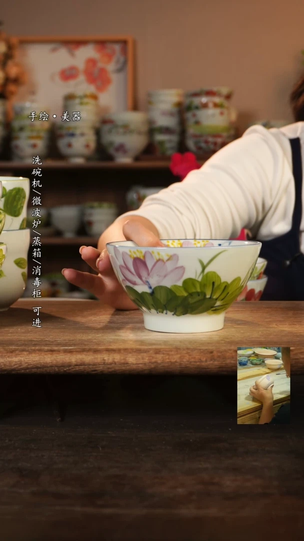 瓷1个景德镇高温釉下彩食品级陶瓷