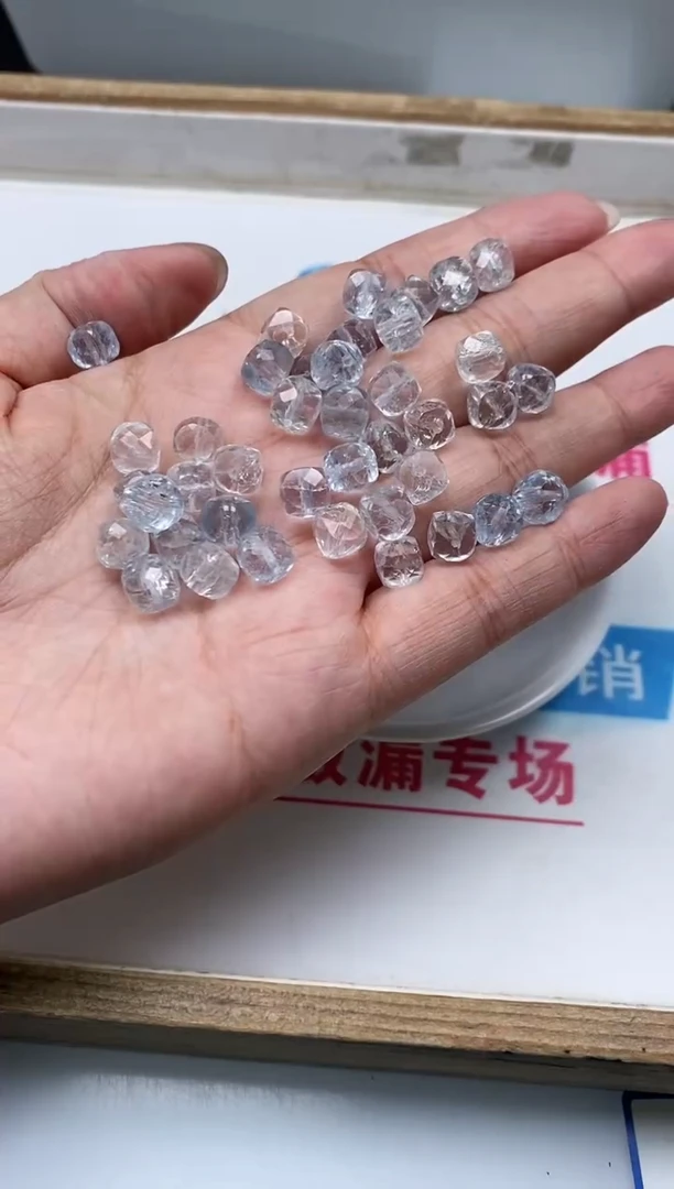 水晶珠宝半成品未镶嵌D9 海蓝水晶方糖8mm10个8元