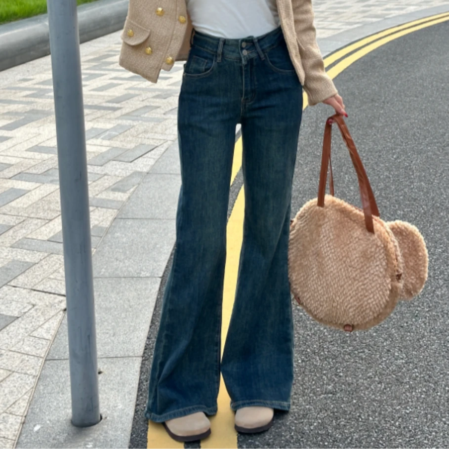 小个子不贴腿宽松喇叭裤高腰牛仔裤2025春季新款窄版显瘦九分长裤