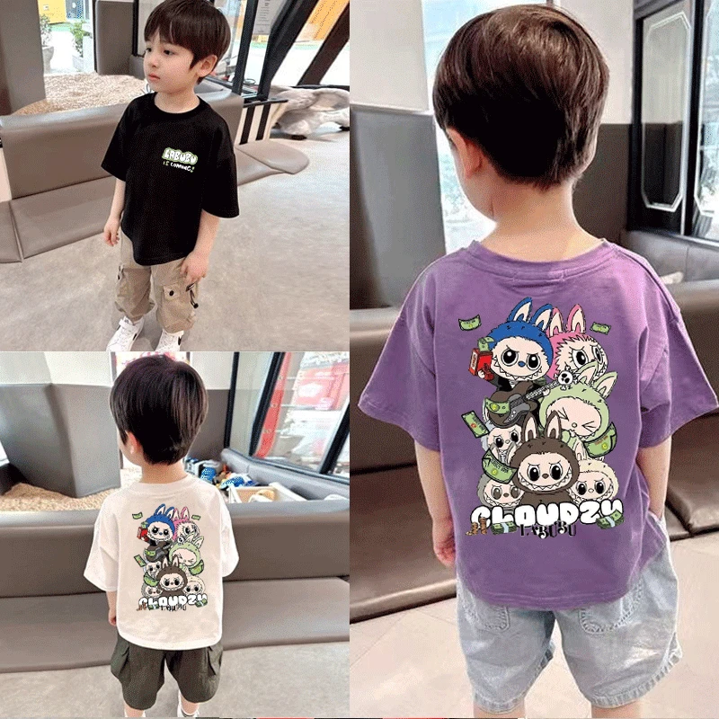 夏季纯棉拉布布男宝短袖爆款新款休闲圆领宽松简约时尚打底衫上衣