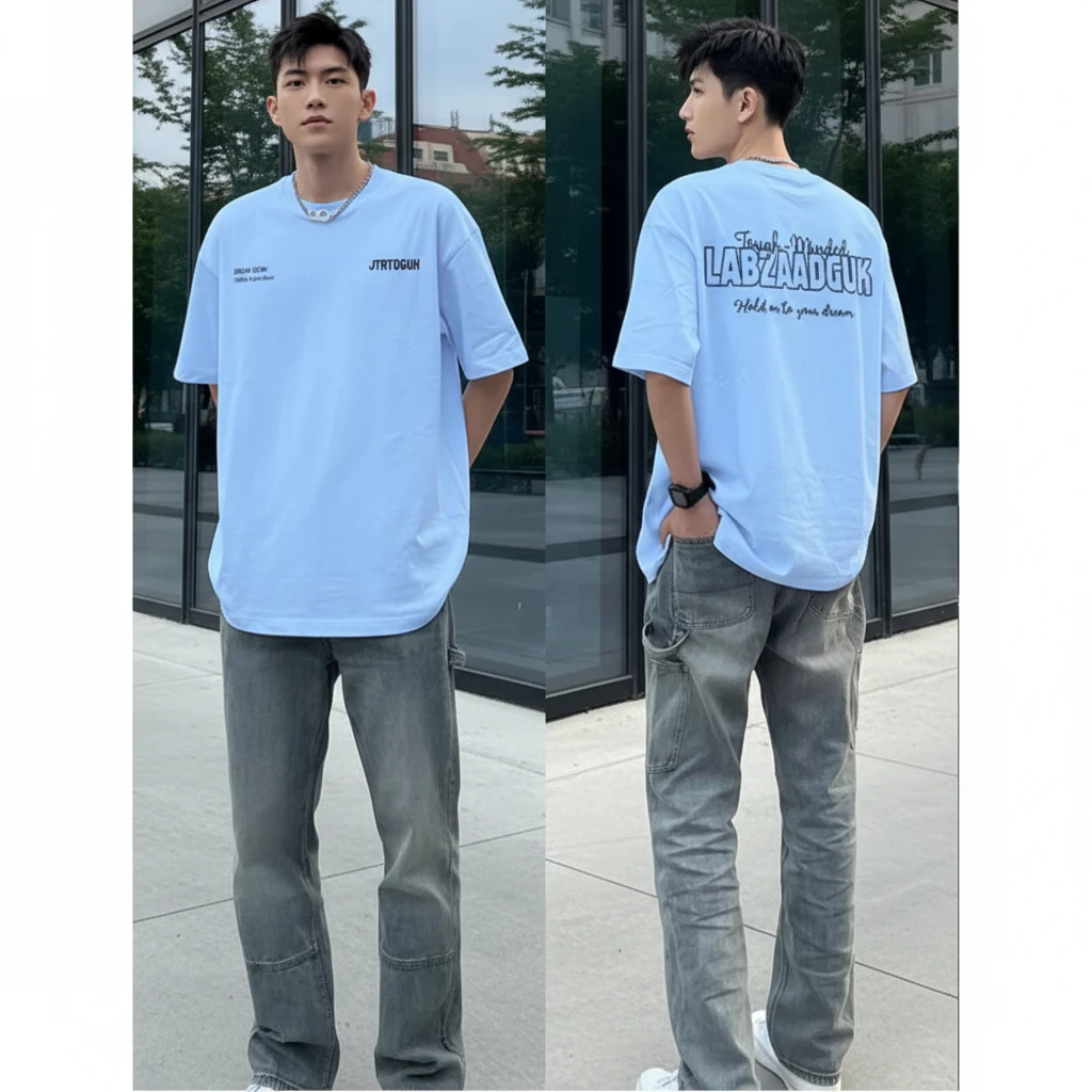 美式街头个性字母印花短袖t恤男夏季ins潮牌简约百搭宽松纯棉上衣