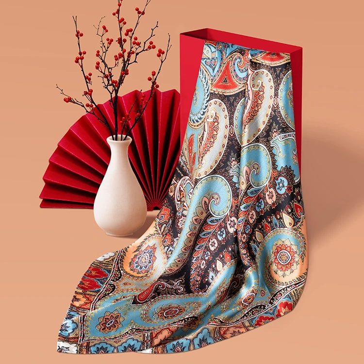 达芬奇密码孔雀南飞110*110真丝气质高档送礼真丝披肩外搭