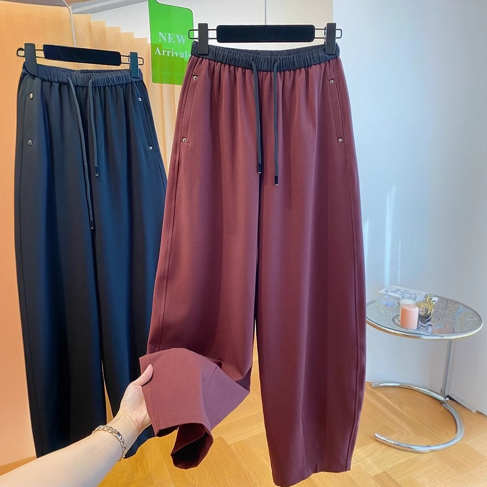 欧货安可拉红香蕉裤女春秋2025新款韩版宽松休闲百搭弯刀裤镰刀裤