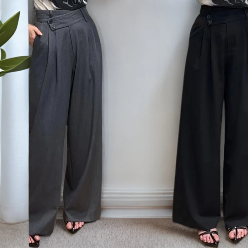 8716气质显瘦风向裤高腰长裤阔腿裤夏季宽松薄款休闲裤直筒
