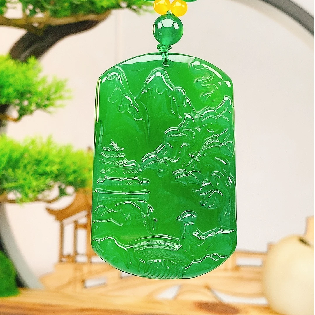 【山水牌】满色满绿山水牌 矿主私藏 方寸之间见天地 山水意境