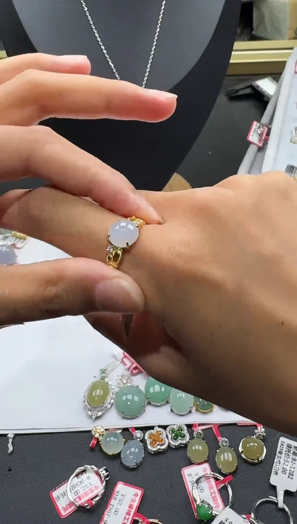 翡翠戒指银S925镶嵌戒指246