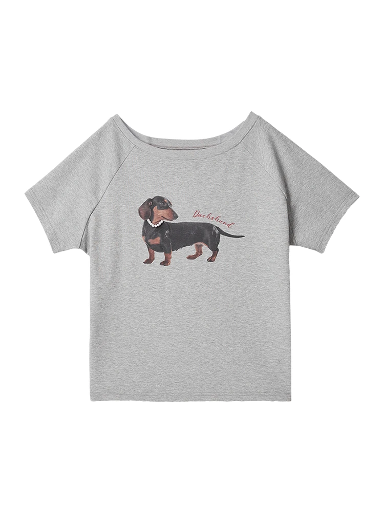 DX.DAXI【画报封面】吵吵家灰色印花短袖T恤56103