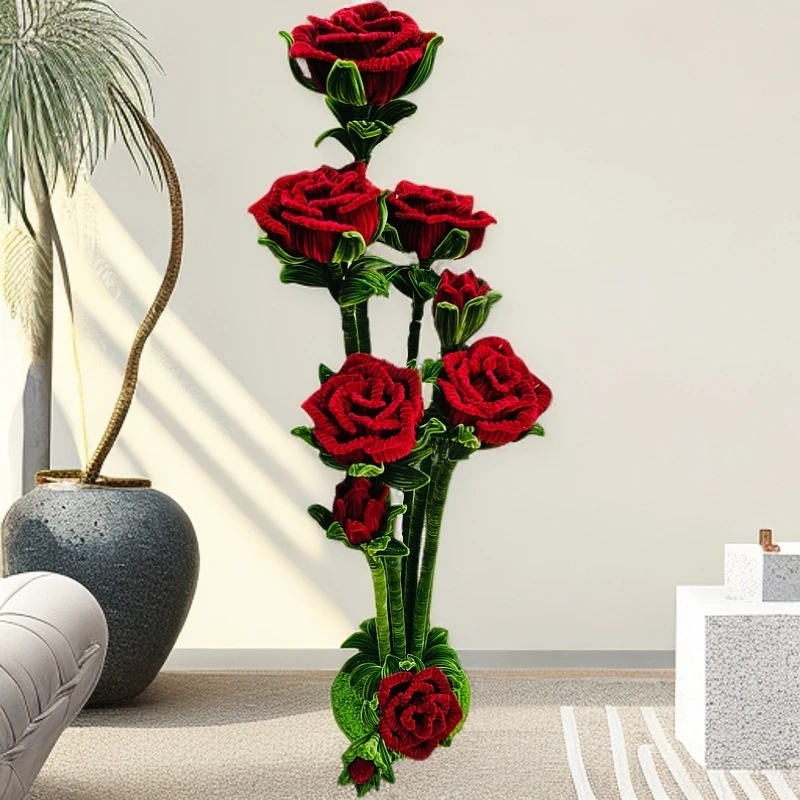 【成品】十全十美落地玫瑰花扭扭棒客厅摆件大件扭扭棒落地玫瑰成品