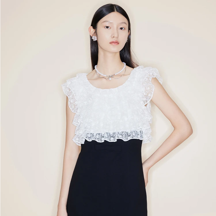 COCOON/可可尼蕾丝拼接收腰A型连衣裙23204BF021620020