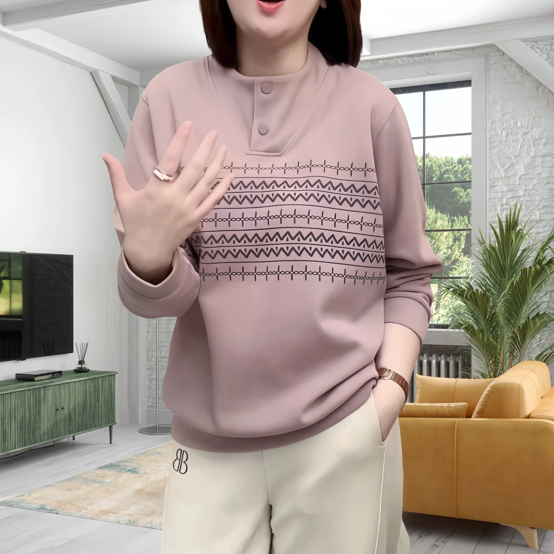2025早春新款百搭显瘦宽松休闲时尚减龄防风印花两粒扣卫衣女