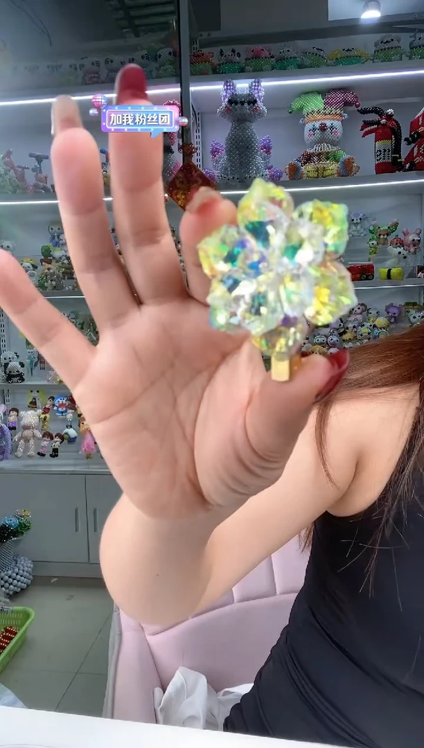 玻璃1499富贵花发夹材料包2套红顶色