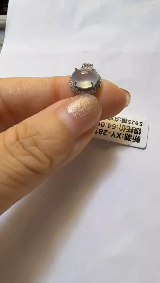银S925镶嵌戒指翡翠925银镶缅甸A货翡翠戒指