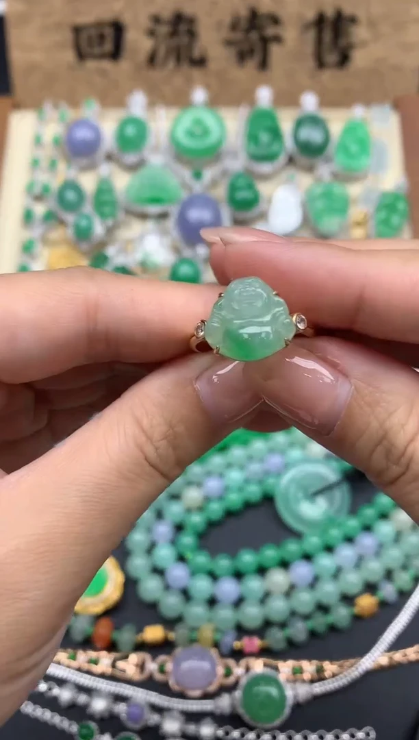 【闪购商品】翡翠戒指18K金镶嵌420-中国好珍宝