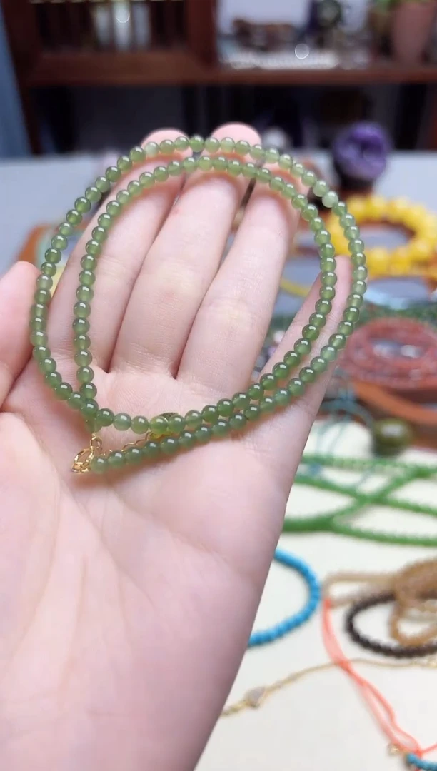 颈饰未镶嵌和田玉和田玉小米珠项链3.7mmZD