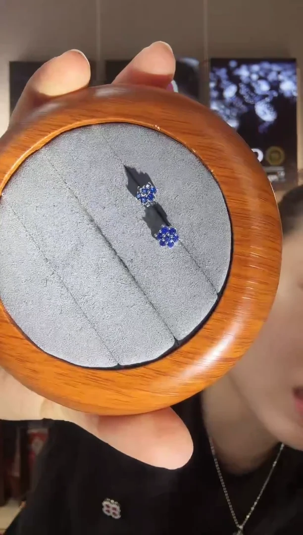 主播定制链接蓝色花朵耳饰