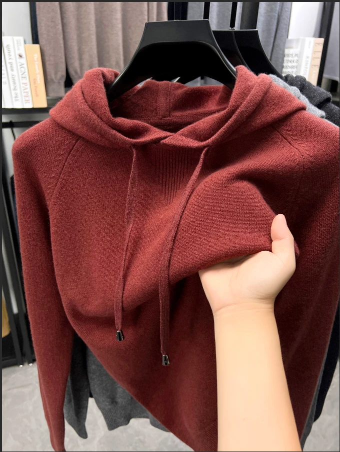 A20[100 羊毛] [品牌工厂] 秋冬新款男装保暖圆领连帽
