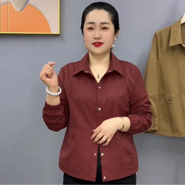 早秋新款时尚洋气百搭显瘦中年妈妈装单层气质薄外套517款